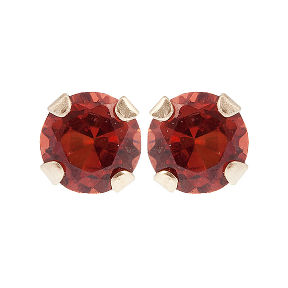 10K Gold Stud Earrings with 3mm Genuine Garnet - Picture 1 of 2